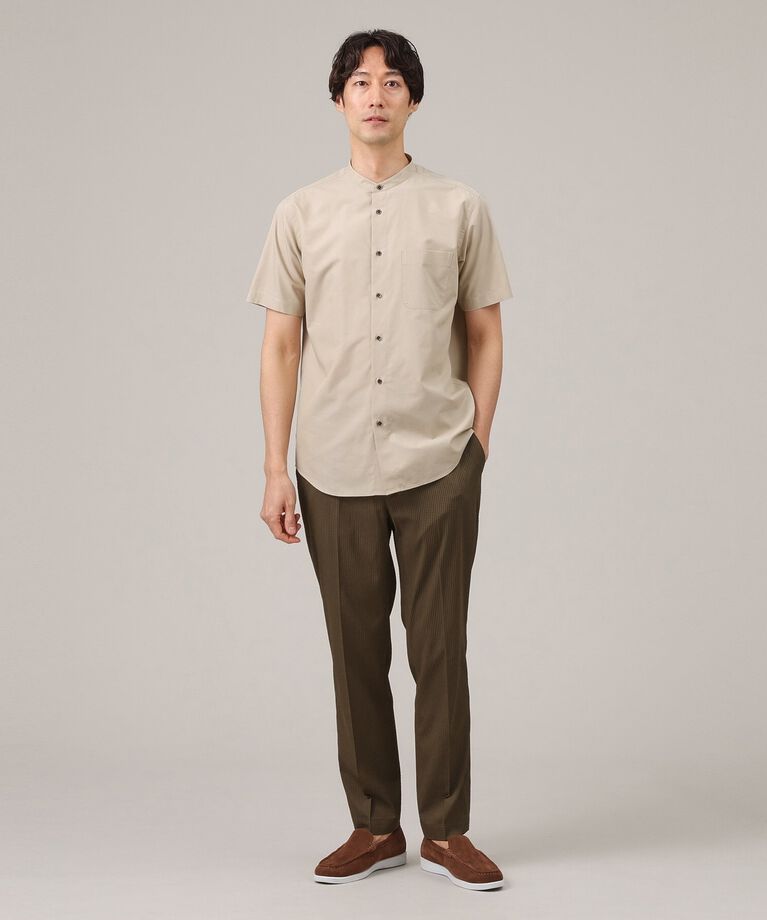 TAKEO KIKUCHI「コットン セルロース バンドカラー 半袖シャツ」|シャツ・ブラウス|