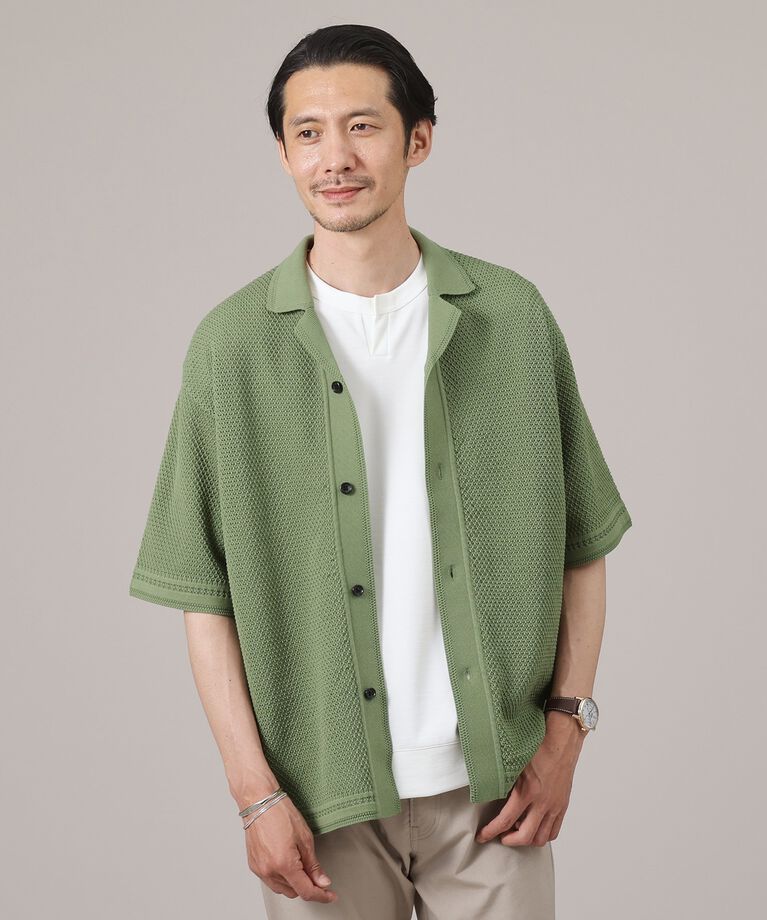 TAKEO KIKUCHI「【夏の軽羽織】スポンディッシュ サマーニットシャツ」|シャツ・ブラウス|