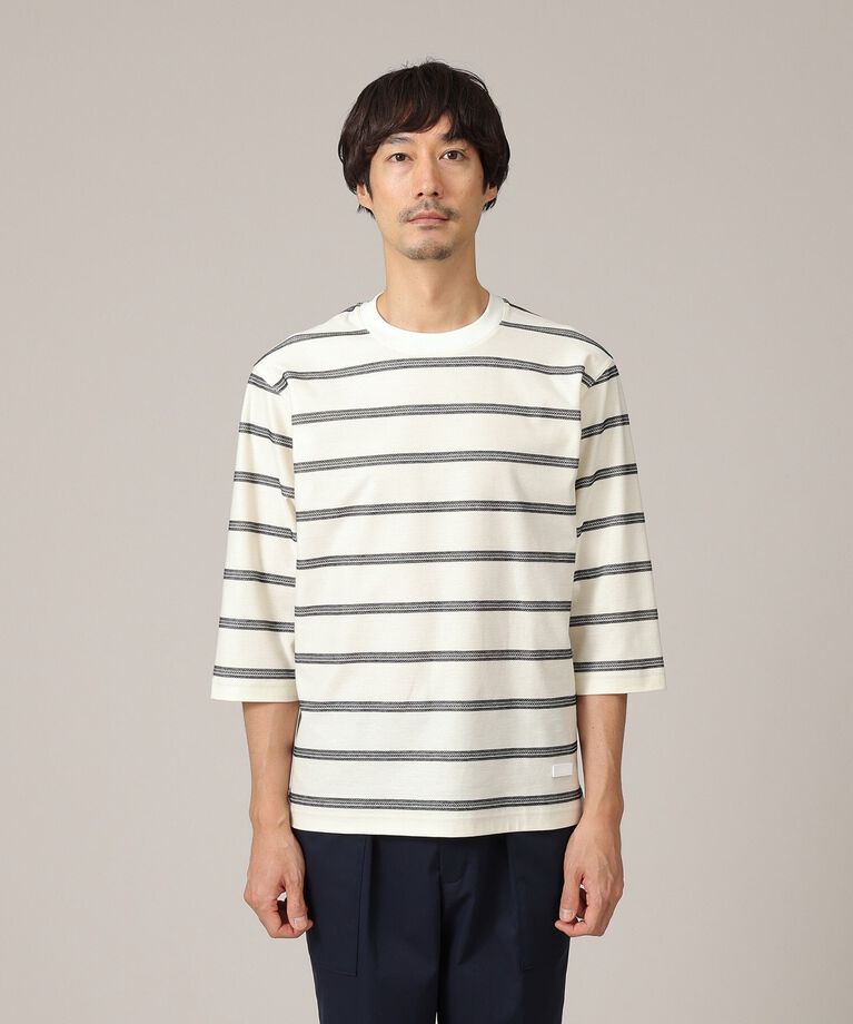 TAKEO KIKUCHI「【7分袖/Made in JAPAN】カラミ ボーダーカットソー」|Tシャツ・カットソー|