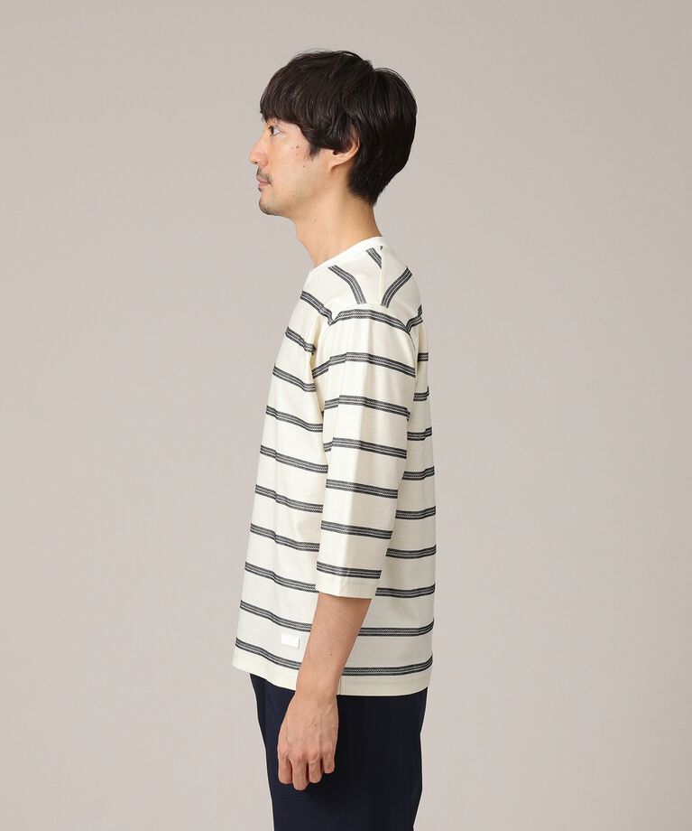TAKEO KIKUCHI「【7分袖/Made in JAPAN】カラミ ボーダーカットソー」|Tシャツ・カットソー|