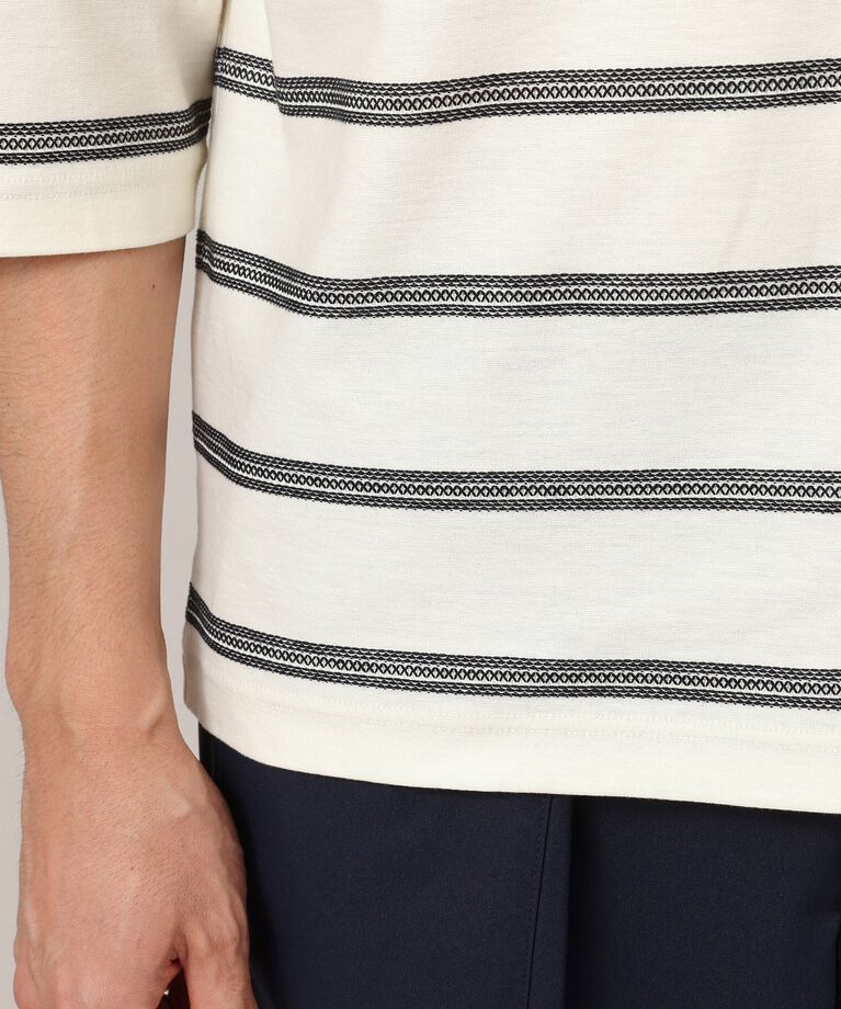 TAKEO KIKUCHI「【7分袖/Made in JAPAN】カラミ ボーダーカットソー」|Tシャツ・カットソー|