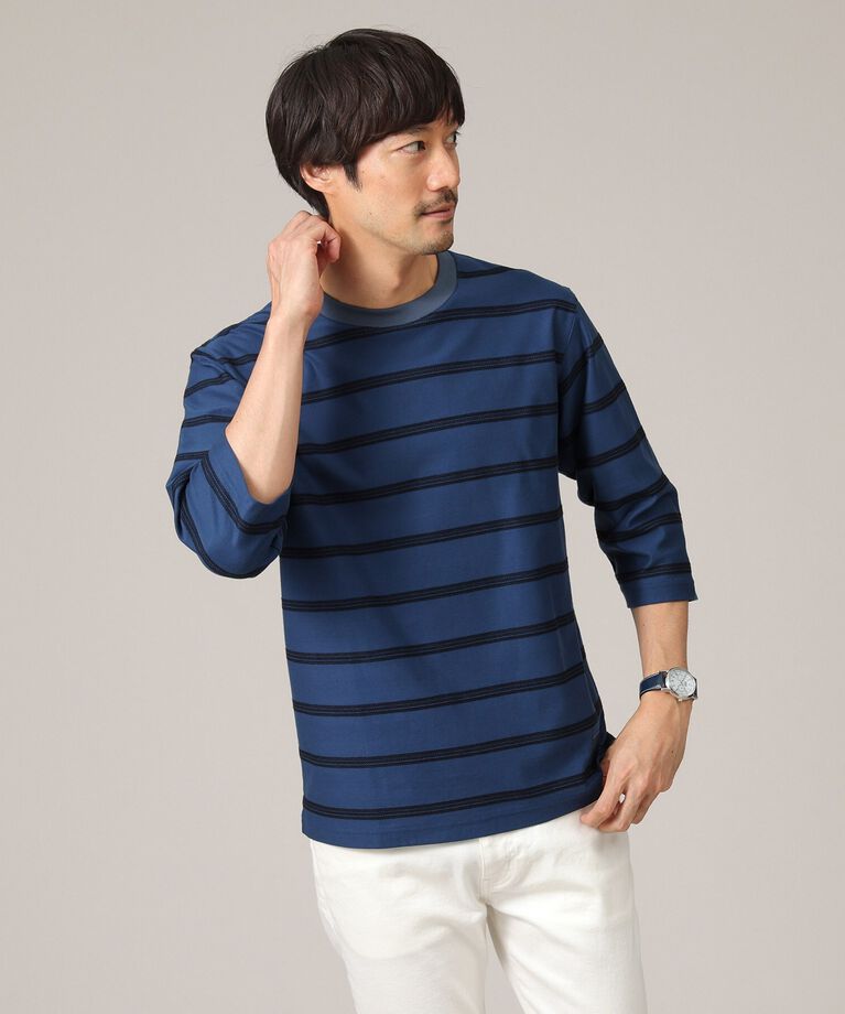 TAKEO KIKUCHI「【7分袖/Made in JAPAN】カラミ ボーダーカットソー」|Tシャツ・カットソー|
