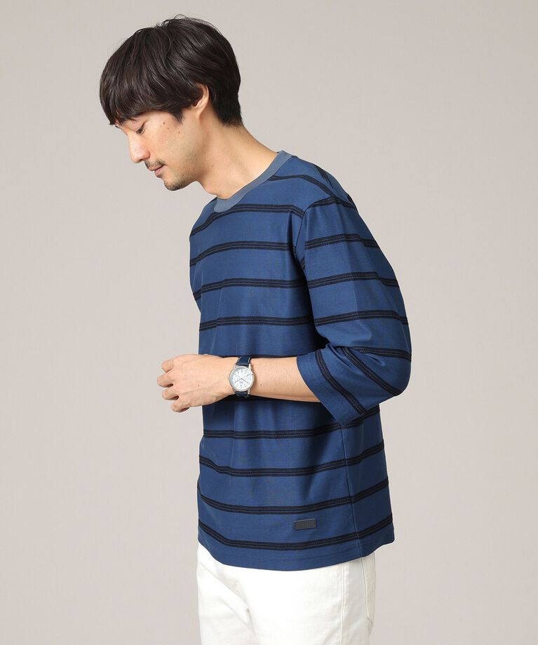 TAKEO KIKUCHI「【7分袖/Made in JAPAN】カラミ ボーダーカットソー」|Tシャツ・カットソー|