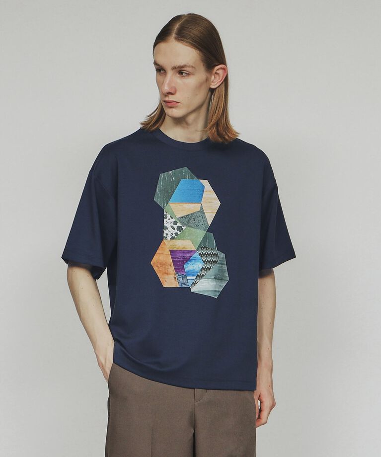 tk.TAKEO KIKUCHI「ウッドペインティングTシャツ」|Tシャツ・カットソー|ブルー(093)