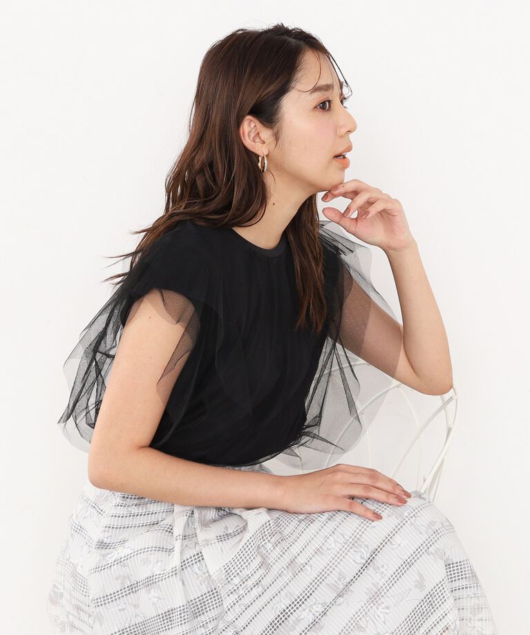 index「チュールレイヤードフレンチトップス【洗濯機洗い可】」|Tシャツ・カットソー|