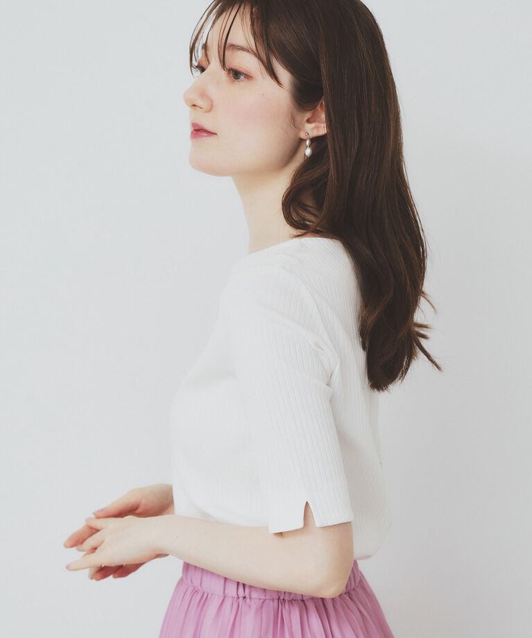 index「《7color/XS-LLsize》ボートネックリブトップス【UV/洗濯機洗い可】」|Tシャツ・カットソー|