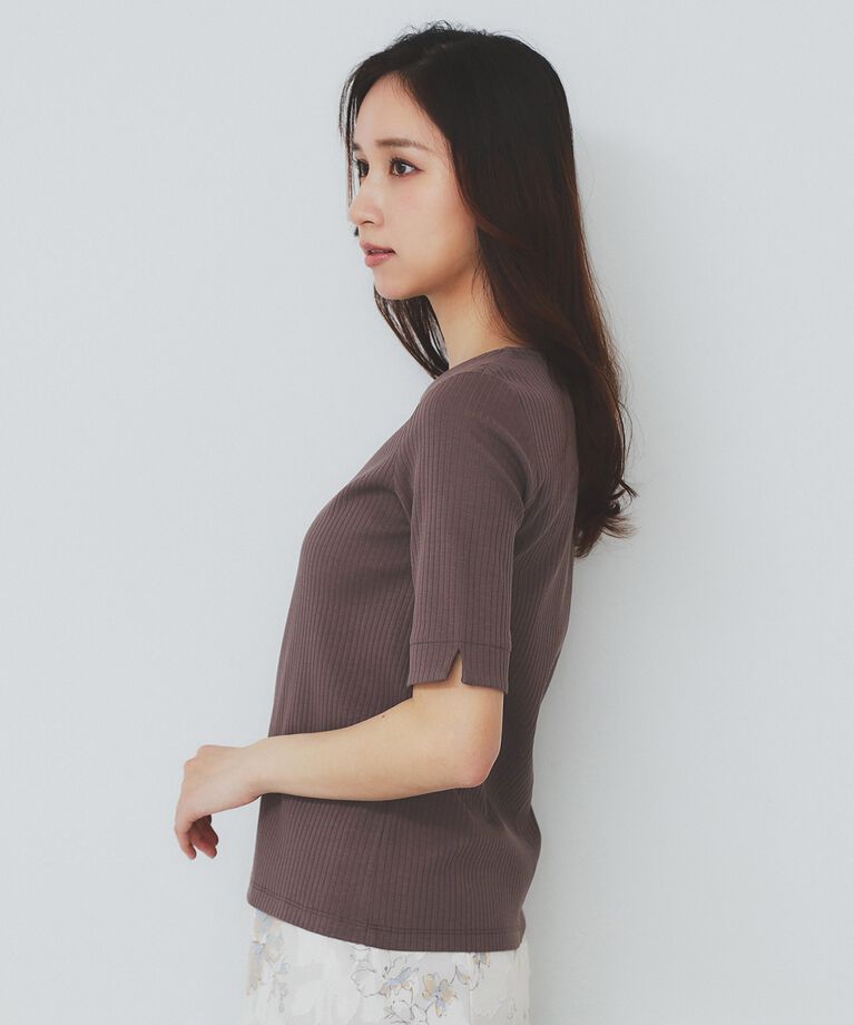 index「《7color/XS-LLsize》ボートネックリブトップス【UV/洗濯機洗い可】」|Tシャツ・カットソー|