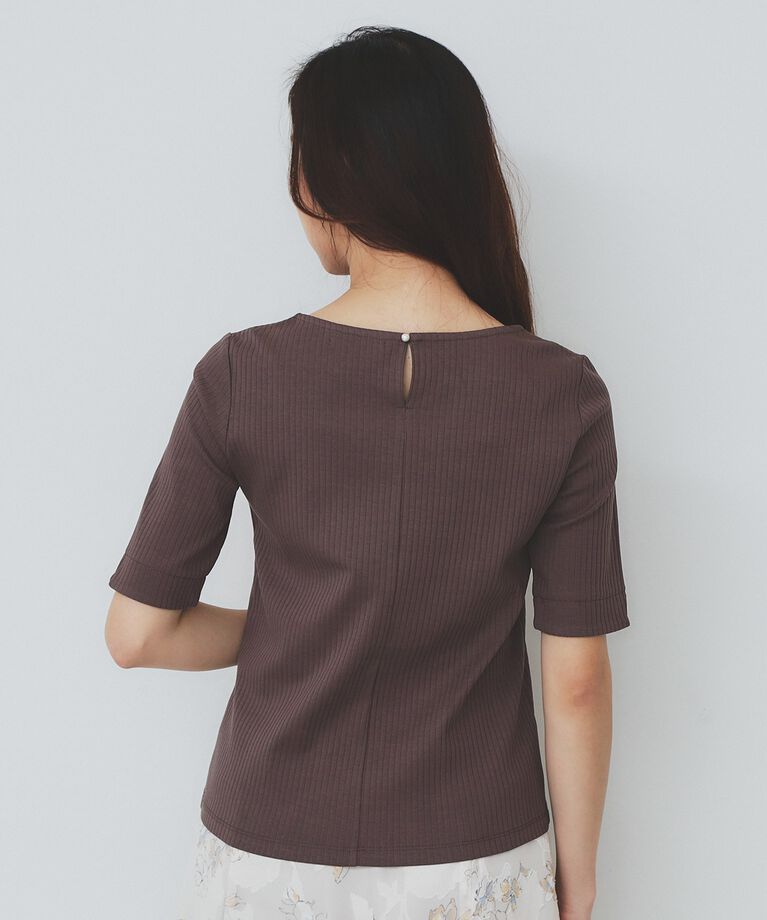 index「《7color/XS-LLsize》ボートネックリブトップス【UV/洗濯機洗い可】」|Tシャツ・カットソー|