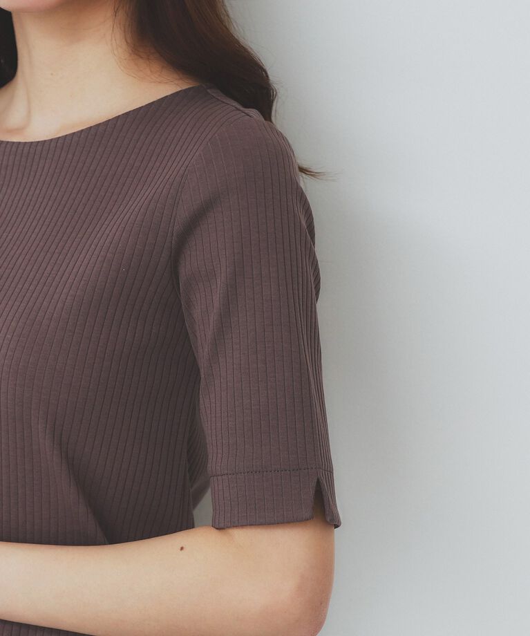 index「《7color/XS-LLsize》ボートネックリブトップス【UV/洗濯機洗い可】」|Tシャツ・カットソー|