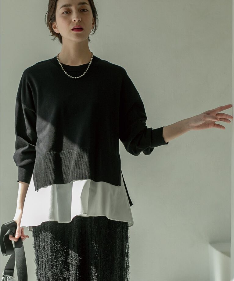 OPAQUE.CLIP「≪ツインセット≫ ワイドニット×タンクトップシャツ【洗濯機洗い可】」|その他|