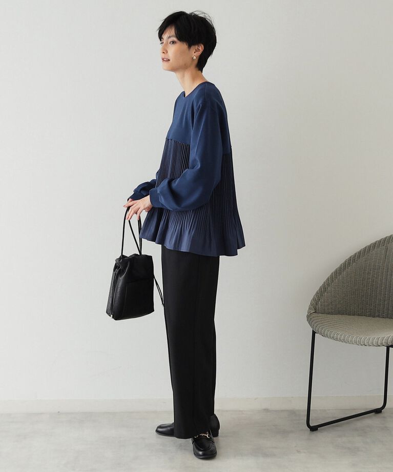 OPAQUE.CLIP「ブリーツドッキング デザイントップス【洗濯機洗い可】」|Tシャツ・カットソー|