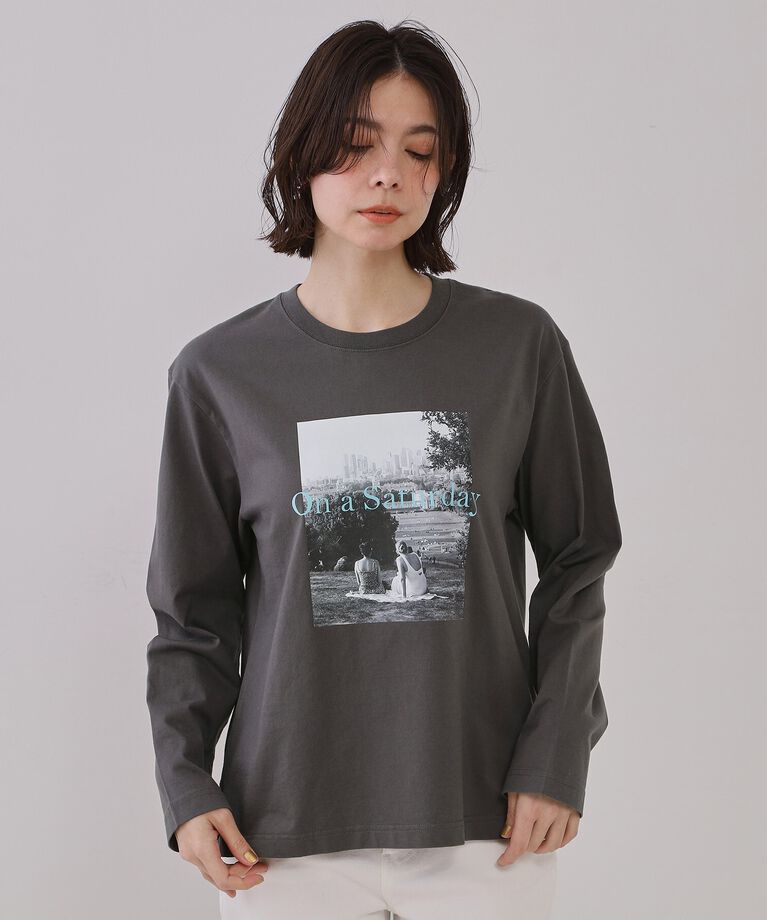 OPAQUE.CLIP「フォトプリントロングTシャツ【洗濯機洗い可】」|Tシャツ・カットソー|