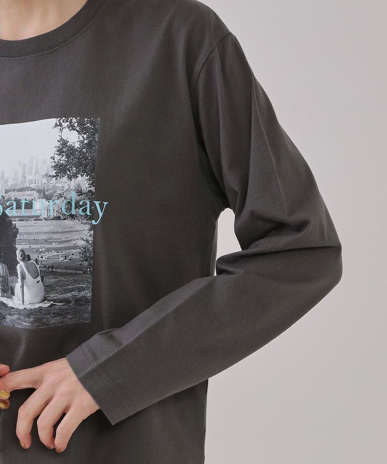 OPAQUE.CLIP「フォトプリントロングTシャツ【洗濯機洗い可】」|Tシャツ・カットソー|
