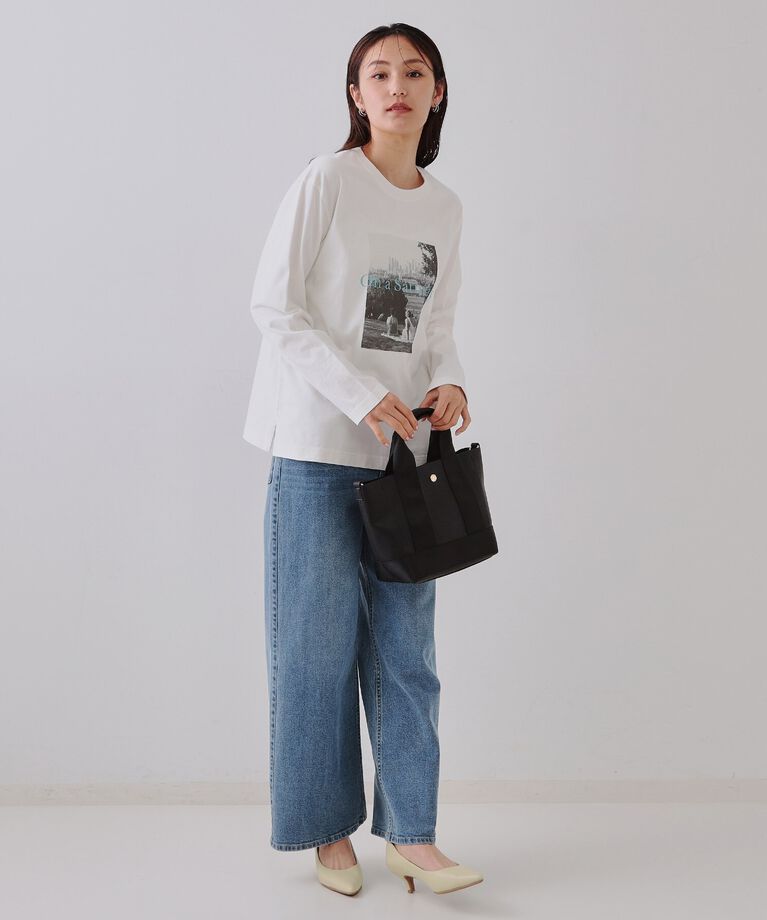OPAQUE.CLIP「フォトプリントロングTシャツ【洗濯機洗い可】」|Tシャツ・カットソー|