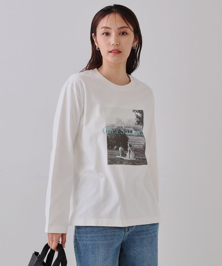 OPAQUE.CLIP「フォトプリントロングTシャツ【洗濯機洗い可】」|Tシャツ・カットソー|オフホワイト(103