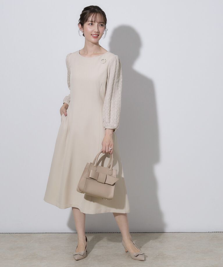 Couture broach「【セレモニーシーン・おでかけにも】袖レースAラインワンピース」|ワンピース|