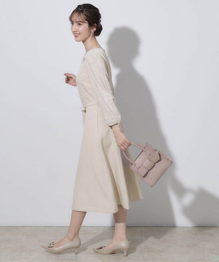 Couture broach「【セレモニーシーン・おでかけにも】袖レースAラインワンピース」|ワンピース|