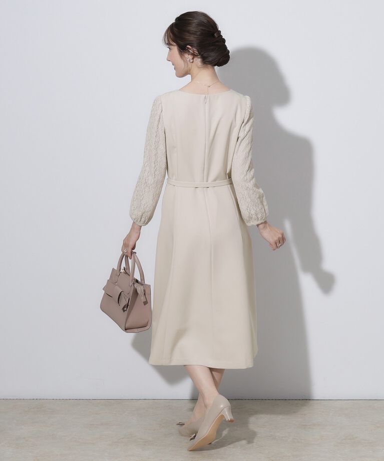 Couture broach「【セレモニーシーン・おでかけにも】袖レースAラインワンピース」|ワンピース|