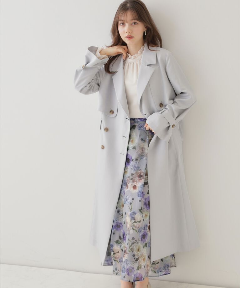 Couture broach「【撥水・通勤・大人可愛い】ロングトレンチ」|トレンチコート|サックスブルー(09