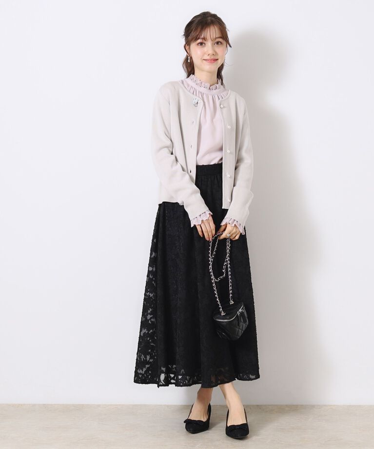 Couture broach「【春の華やぎ無地見えスカート】カットジャカードフラワースカート」|スカート|