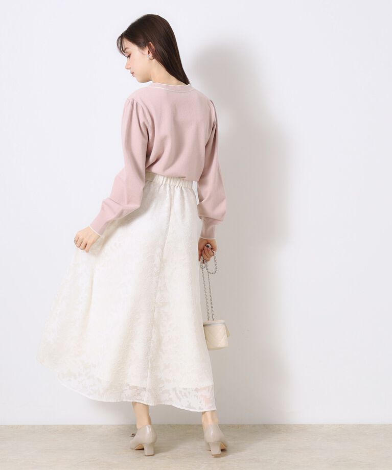 Couture broach「【春の華やぎ無地見えスカート】カットジャカードフラワースカート」|スカート|