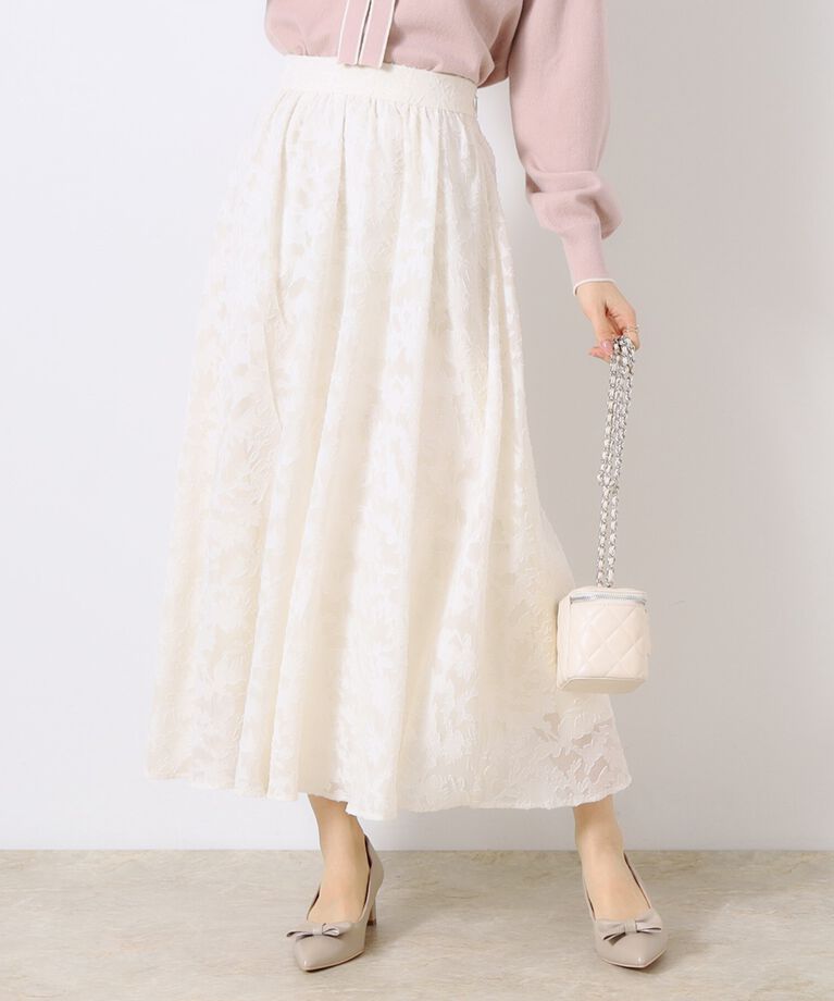 Couture broach「【春の華やぎ無地見えスカート】カットジャカードフラワースカート」|スカート|