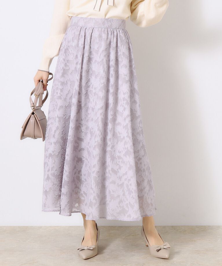 Couture broach「【春の華やぎ無地見えスカート】カットジャカードフラワースカート」|スカート|パープル(081)