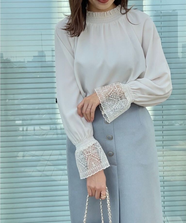 Couture broach「【大人可愛い・通勤】レースキャンディーシャーリングチュニック」|シャツ・ブラウス|