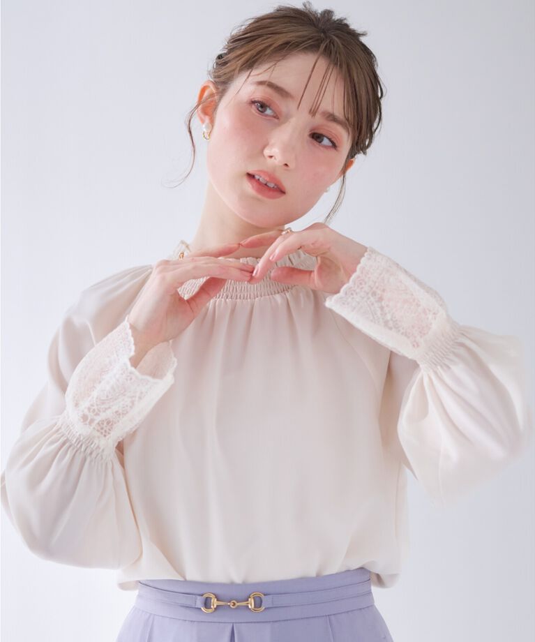 Couture broach「【大人可愛い・通勤】レースキャンディーシャーリングチュニック」|シャツ・ブラウス|