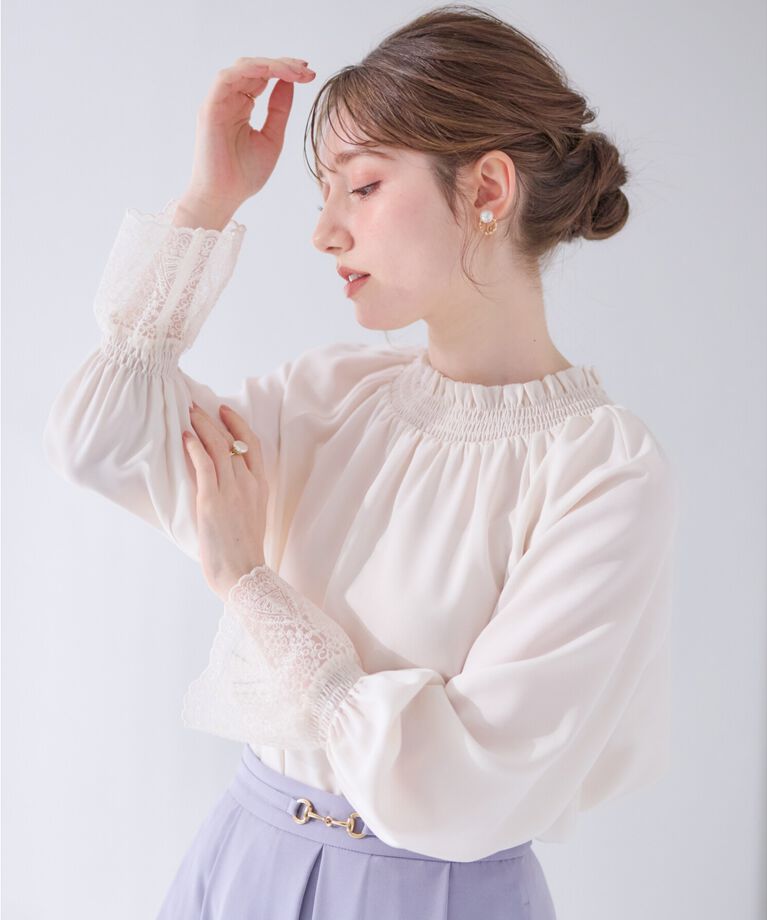 Couture broach「【大人可愛い・通勤】レースキャンディーシャーリングチュニック」|シャツ・ブラウス|