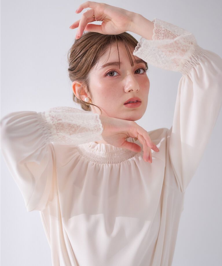 Couture broach「【大人可愛い・通勤】レースキャンディーシャーリングチュニック」|シャツ・ブラウス|