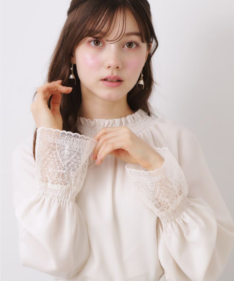 Couture broach「【大人可愛い・通勤】レースキャンディーシャーリングチュニック」|シャツ・ブラウス|