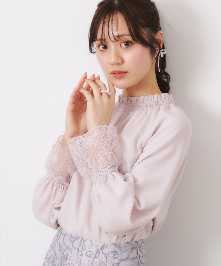 Couture broach「【大人可愛い・通勤】レースキャンディーシャーリングチュニック」|シャツ・ブラウス|ライトグレー(011