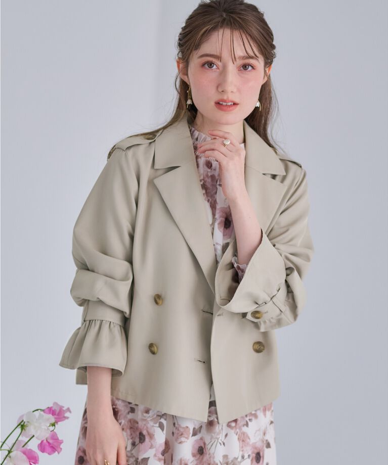 Couture broach「【華やか・主役級】ショートトレンチ」|トレンチコート|ベージュ(052)
