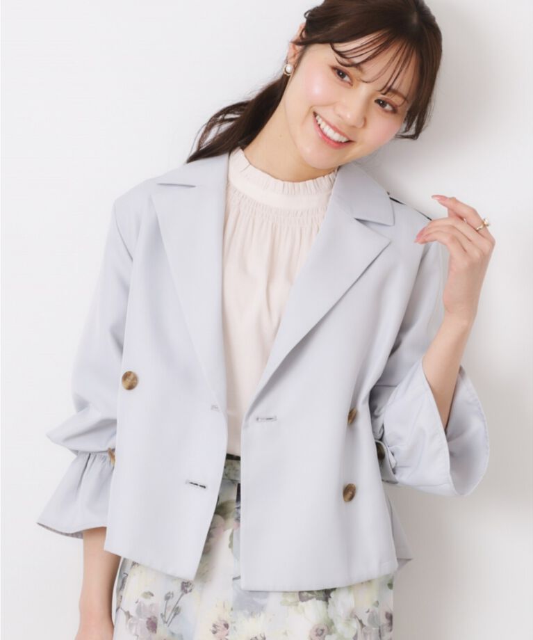 Couture broach「【華やか・主役級】ショートトレンチ」|トレンチコート|サックスブルー(09