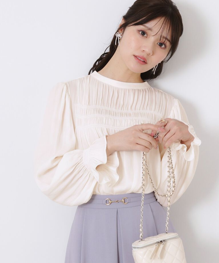 Couture broach「【通勤・大人可愛い】シャーリングギャザーブラウス」|シャツ・ブラウス|