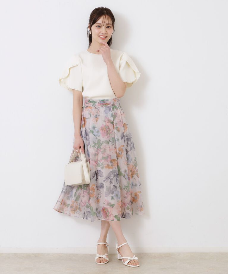 Couture broach「【一枚でキマる・華やか】パール調付チューリップ袖ニット」|ニット・セーター|