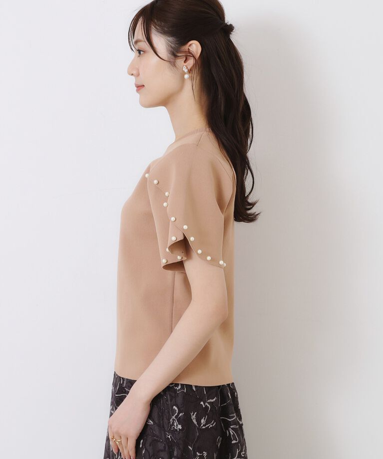 Couture broach「【一枚でキマる・華やか】パール調付チューリップ袖ニット」|ニット・セーター|