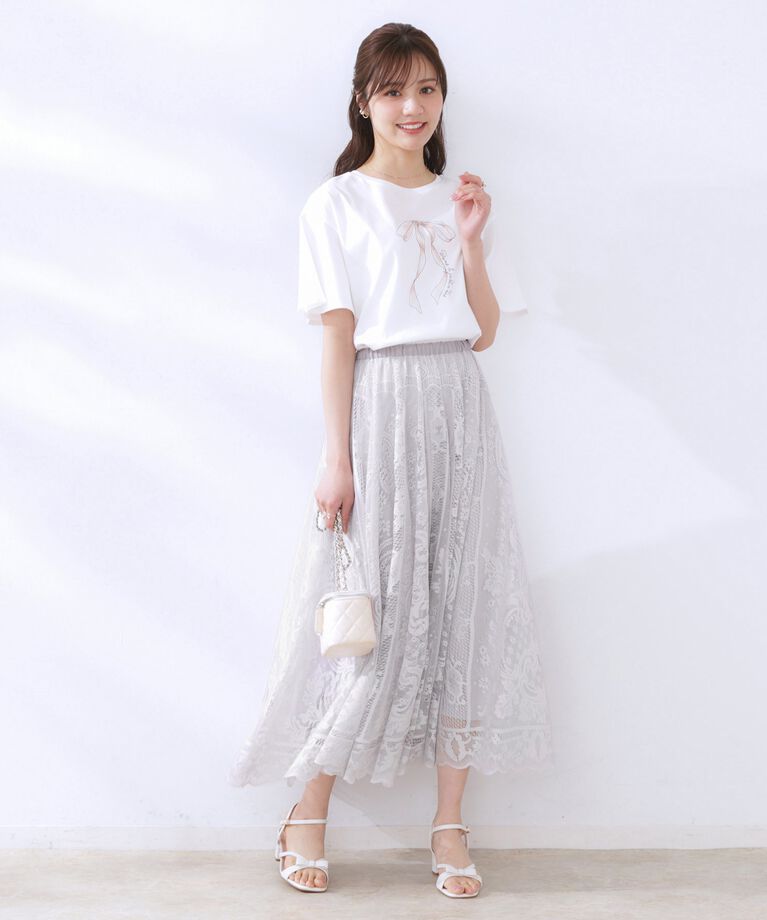 Couture broach「【上品・通勤】サークルレーススカート」|スカート|