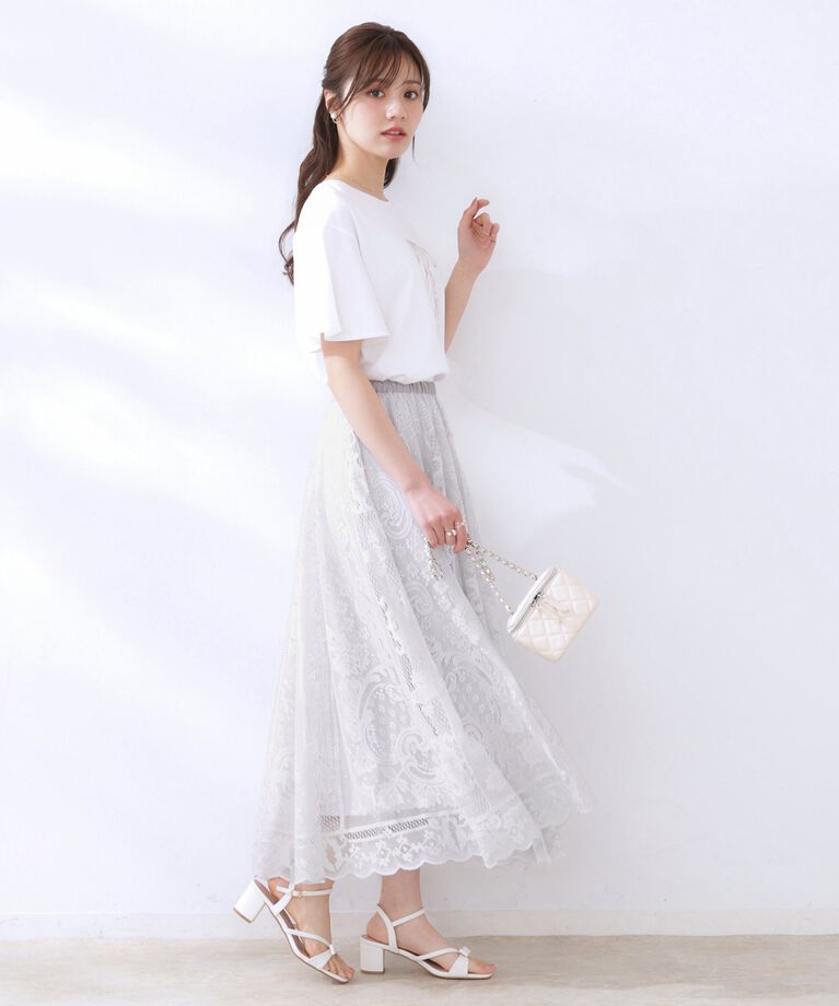 Couture broach「【上品・通勤】サークルレーススカート」|スカート|
