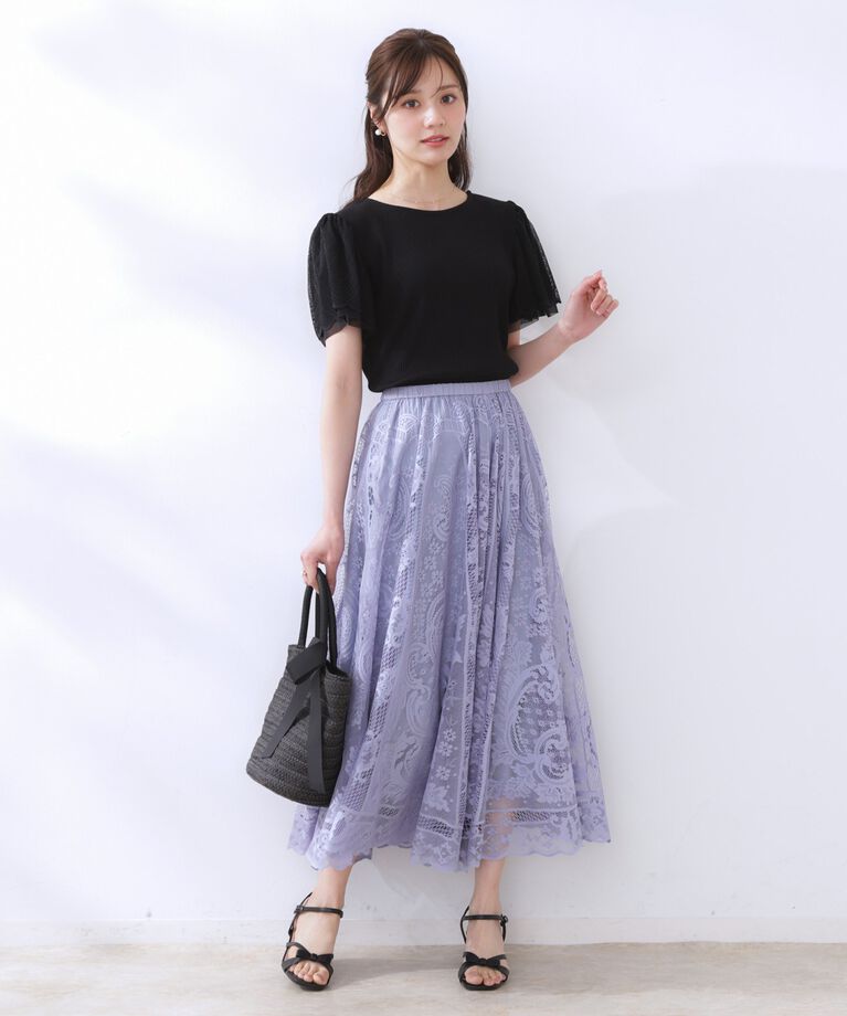 Couture broach「【上品・通勤】サークルレーススカート」|スカート|