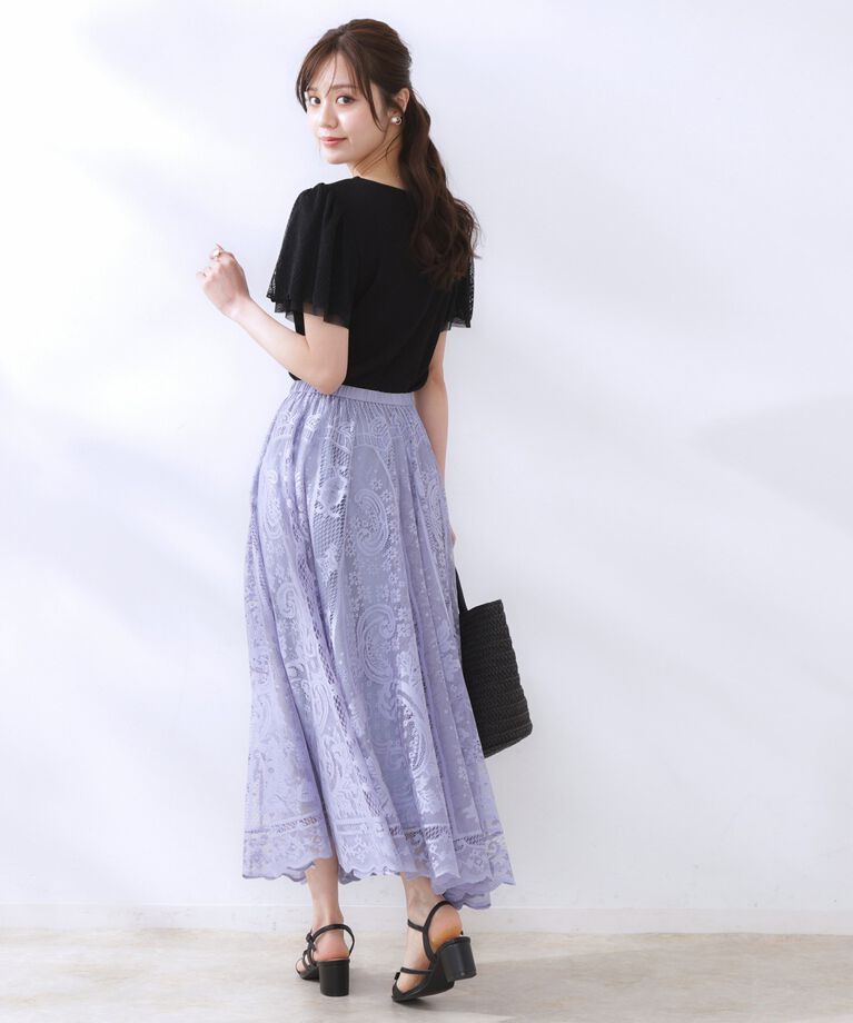Couture broach「【上品・通勤】サークルレーススカート」|スカート|