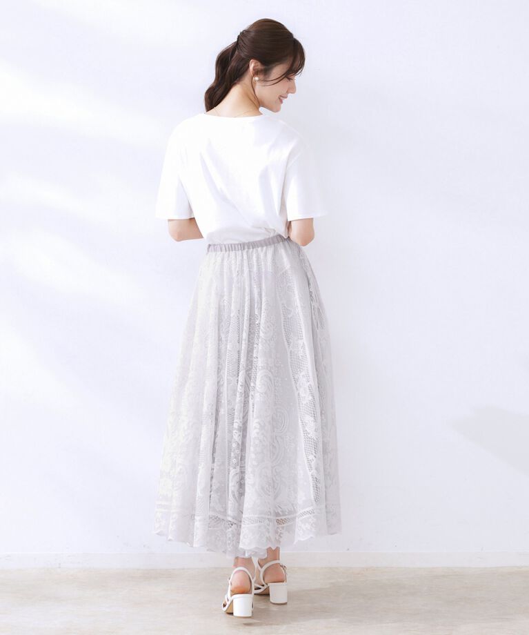 Couture broach「【上品・通勤】サークルレーススカート」|スカート|