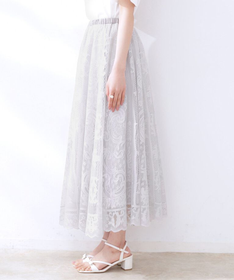 Couture broach「【上品・通勤】サークルレーススカート」|スカート|