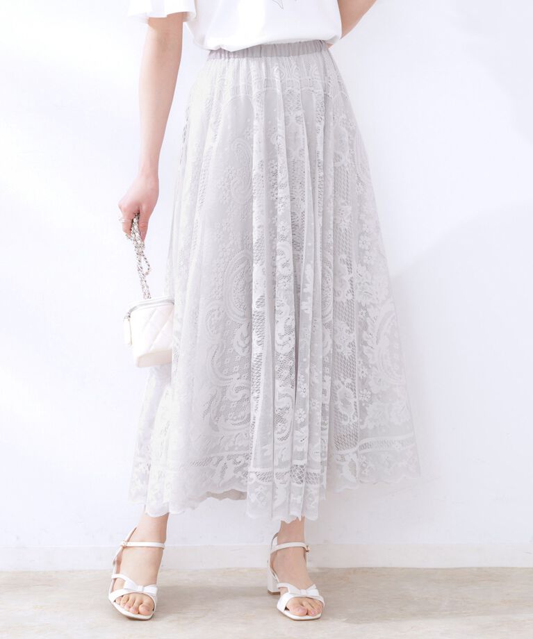Couture broach「【上品・通勤】サークルレーススカート」|スカート|