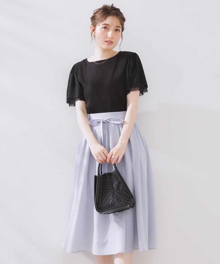 Couture broach「【きれいめ・通勤】細リボン付きパレットボイルスカート」|スカート|