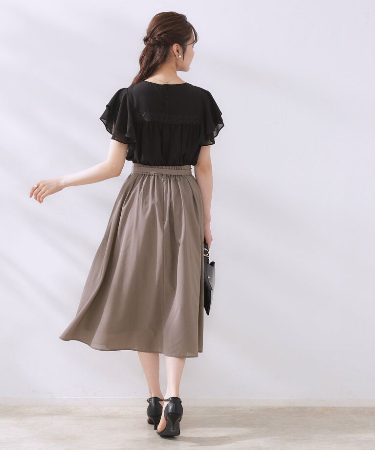 Couture broach「【きれいめ・通勤】細リボン付きパレットボイルスカート」|スカート|