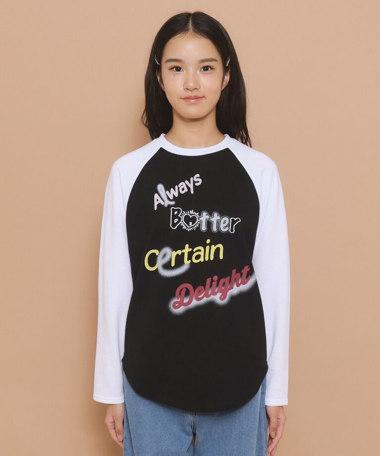 PINK-latte「【130cmあり】グラフィックロゴ ラグランTシャツ」|Tシャツ・カットソー|