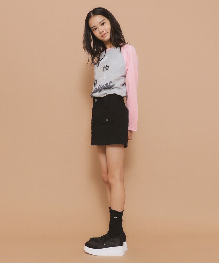 PINK-latte「【130cmあり】グラフィックロゴ ラグランTシャツ」|Tシャツ・カットソー|