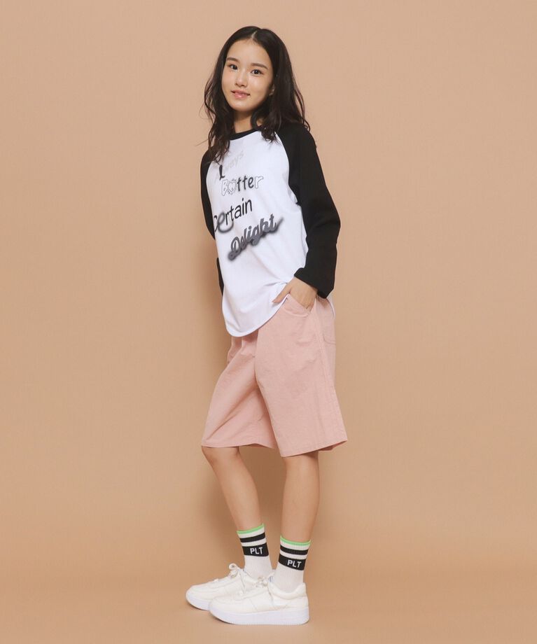 PINK-latte「【130cmあり】グラフィックロゴ ラグランTシャツ」|Tシャツ・カットソー|